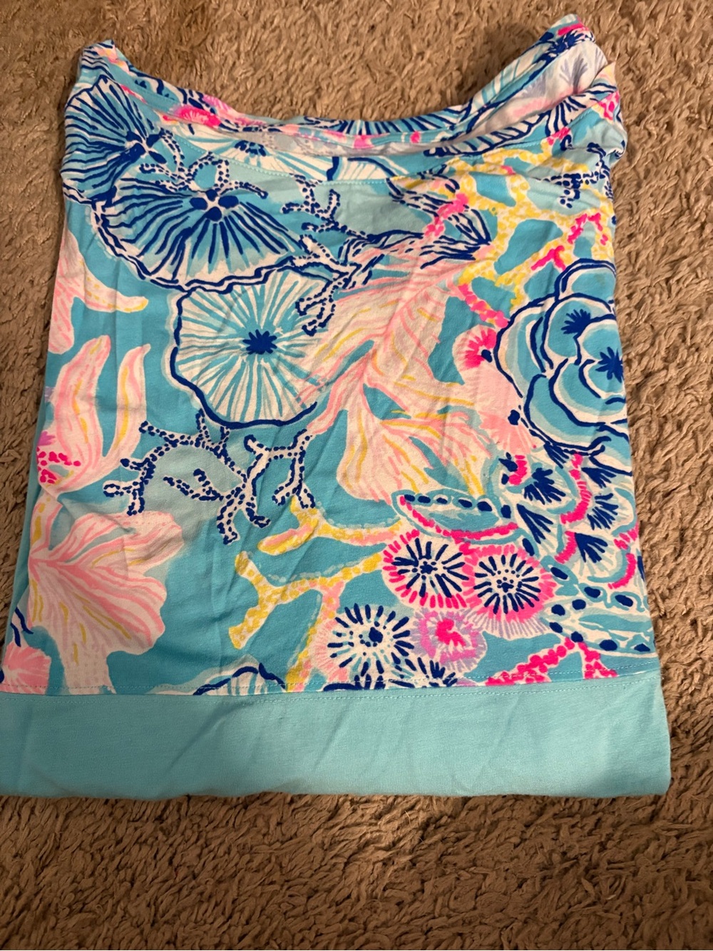 Lilly Pulitzer Turquoise Multi Floral Long Sleeve Tee